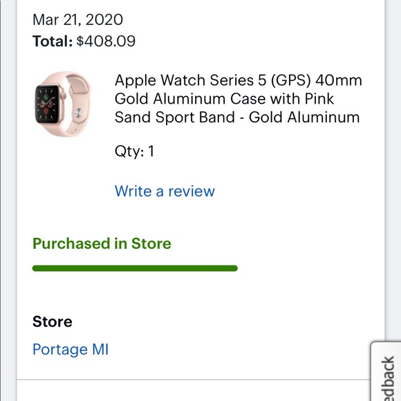 Apple Watch Series 5 (GPS) 40mm Gold Aluminum Case with...